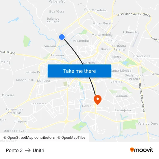 Ponto 3 to Unitri map
