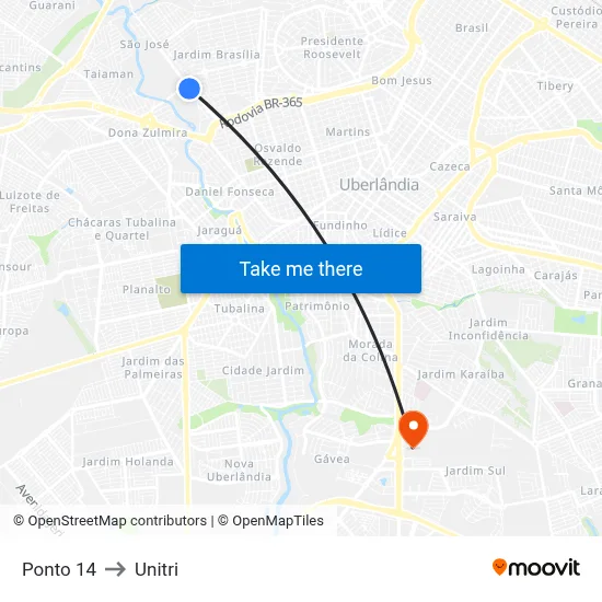 Ponto 14 to Unitri map