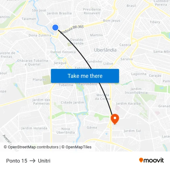 Ponto 15 to Unitri map
