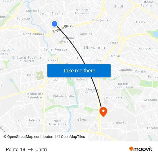 Ponto 18 to Unitri map