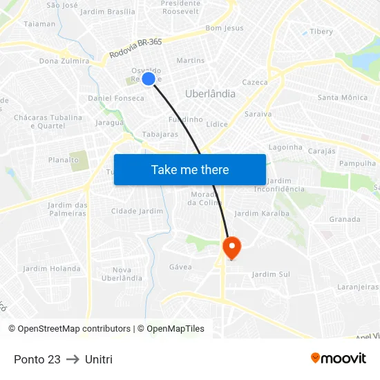 Ponto 23 to Unitri map