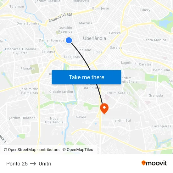 Ponto 25 to Unitri map