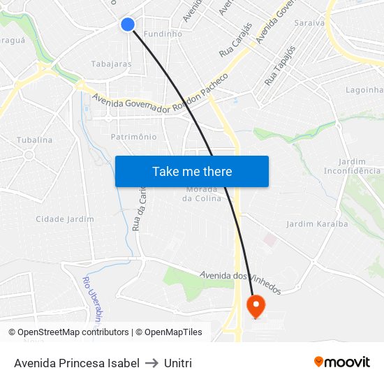 Avenida Princesa Isabel to Unitri map