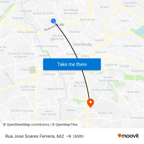 Rua José Soares Ferreira, 662 to Unitri map