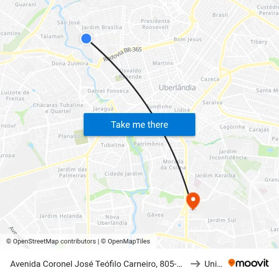 Avenida Coronel José Teófilo Carneiro, 805-901 to Unitri map