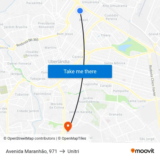 Avenida Maranhão, 971 to Unitri map