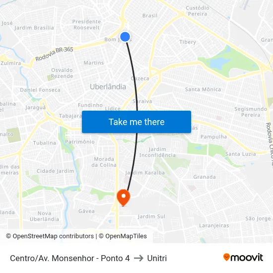 Centro/Av. Monsenhor - Ponto 4 to Unitri map