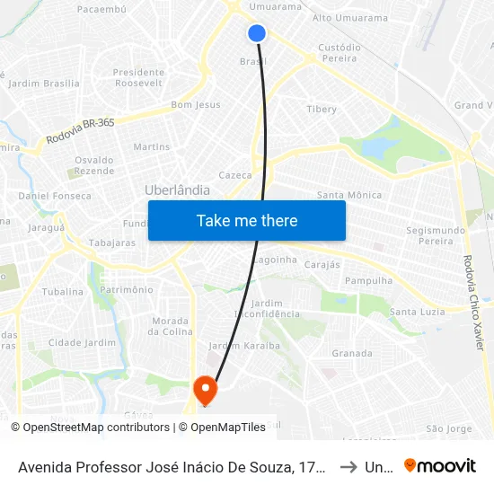 Avenida Professor José Inácio De Souza, 1720-1808 to Unitri map