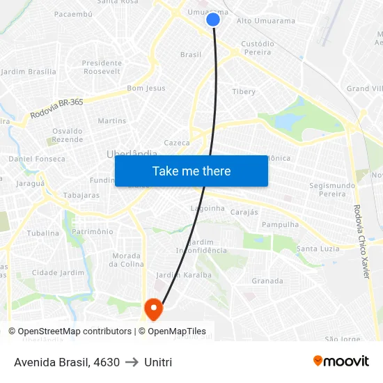 Avenida Brasil, 4630 to Unitri map