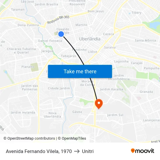 Avenida Fernando Vilela, 1970 to Unitri map