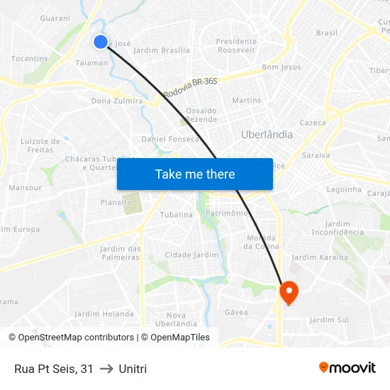 Rua Pt Seis, 31 to Unitri map