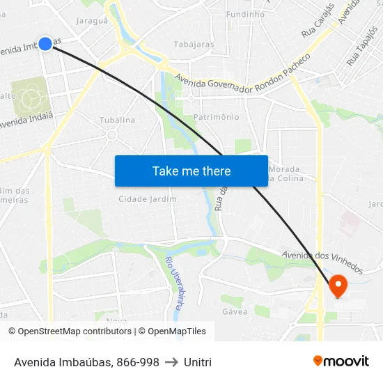 Avenida Imbaúbas, 866-998 to Unitri map