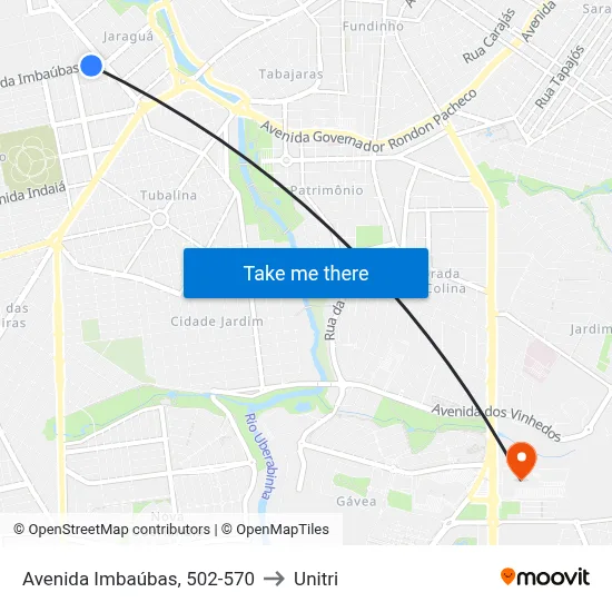 Avenida Imbaúbas, 502-570 to Unitri map