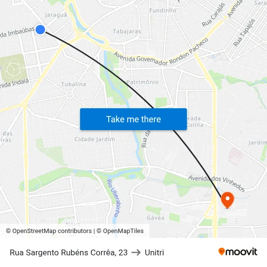 Rua Sargento Rubéns Corrêa, 23 to Unitri map