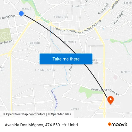 Avenida Dos Mógnos, 474-550 to Unitri map