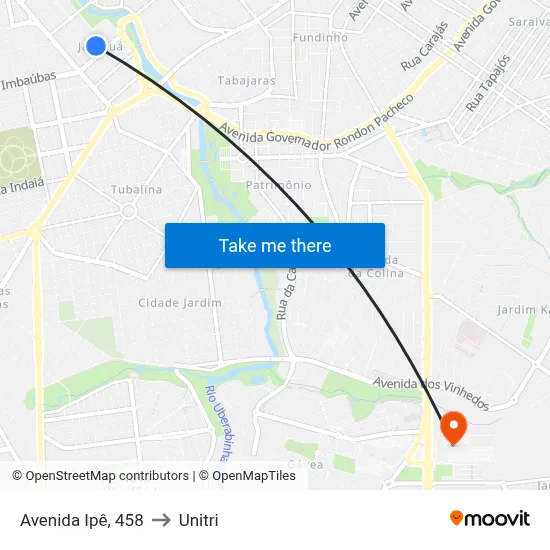 Avenida Ipê, 458 to Unitri map