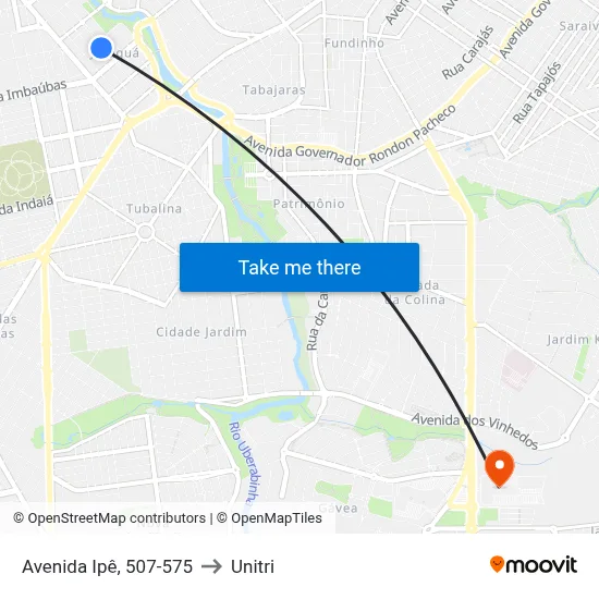 Avenida Ipê, 507-575 to Unitri map