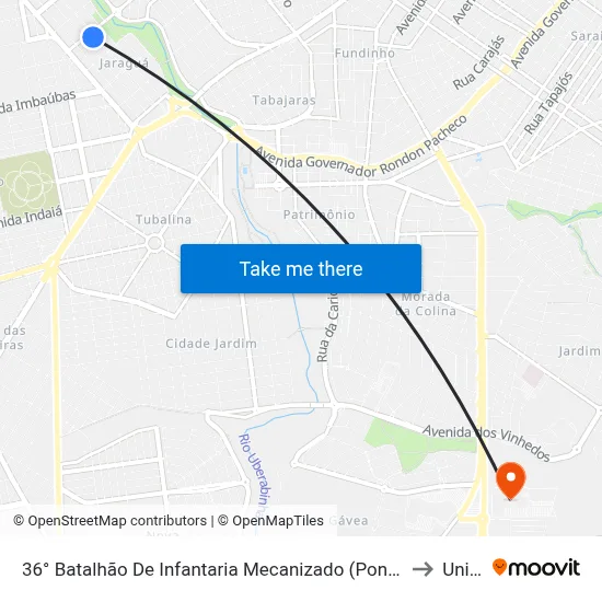 36° Batalhão De Infantaria Mecanizado (Ponto 4) to Unitri map