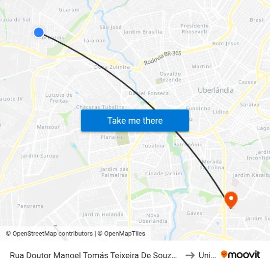 Rua Doutor Manoel Tomás Teixeira De Souza, 665 to Unitri map