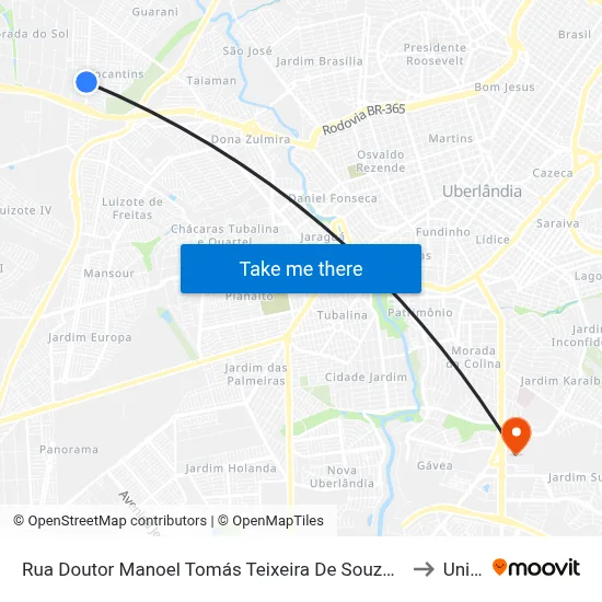 Rua Doutor Manoel Tomás Teixeira De Souza, 405 to Unitri map