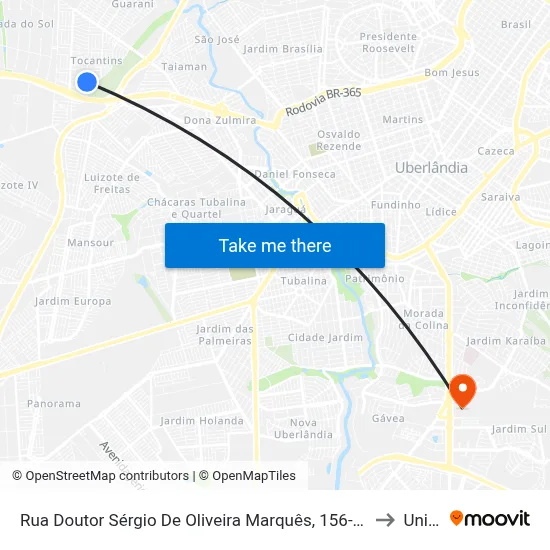 Rua Doutor Sérgio De Oliveira Marquês, 156-220 to Unitri map