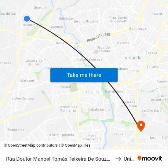 Rua Doutor Manoel Tomás Teixeira De Souza, 944 to Unitri map