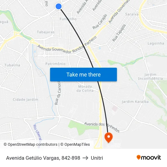 Avenida Getúlio Vargas, 842-898 to Unitri map