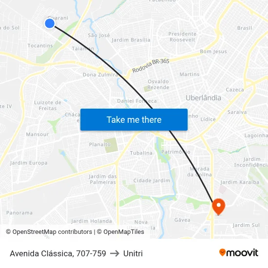 Avenida Clássica, 707-759 to Unitri map