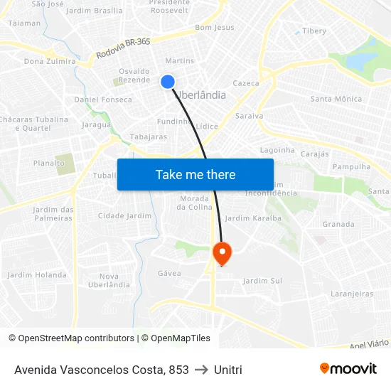 Avenida Vasconcelos Costa, 853 to Unitri map
