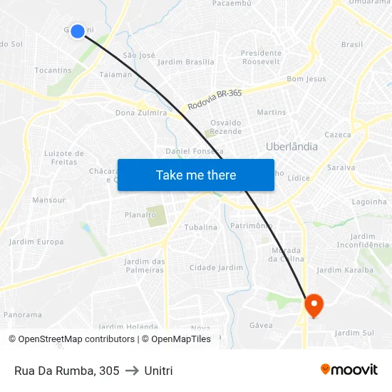 Rua Da Rumba, 305 to Unitri map