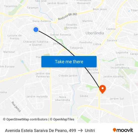 Avenida Estela Saraíva De Peano, 499 to Unitri map