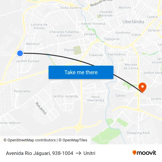 Avenida Rio Jáguari, 938-1004 to Unitri map