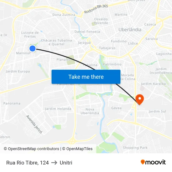Rua Rio Tibre, 124 to Unitri map