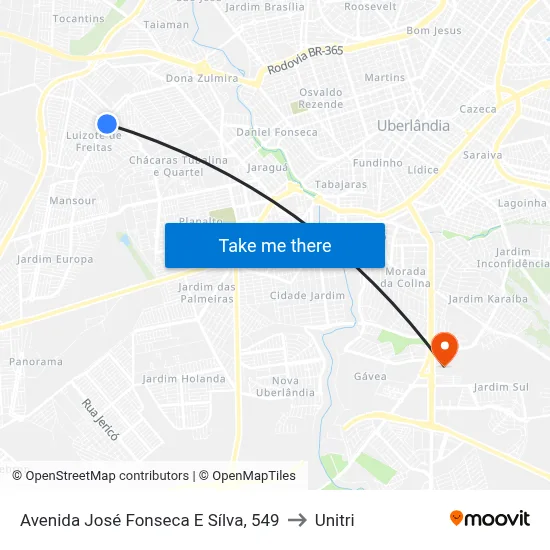 Avenida José Fonseca E Sílva, 549 to Unitri map