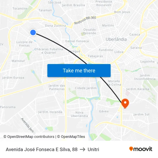 Avenida José Fonseca E Sílva, 88 to Unitri map