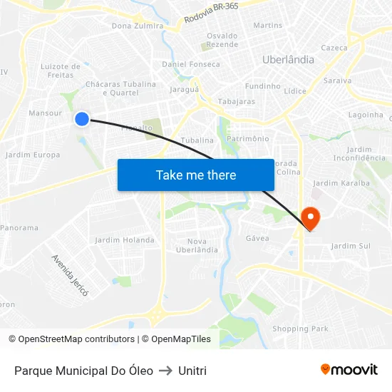 Parque Municipal Do Óleo to Unitri map