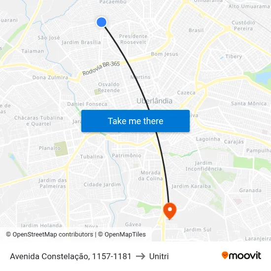 Avenida Constelação, 1157-1181 to Unitri map