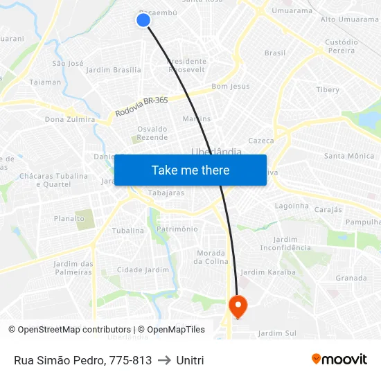 Rua Simão Pedro, 775-813 to Unitri map