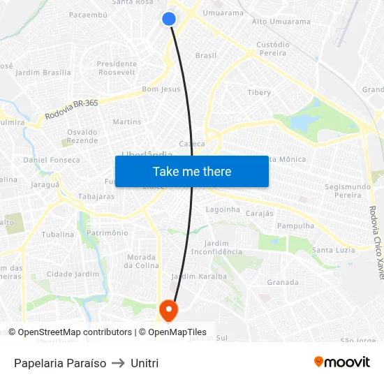 Papelaria Paraíso to Unitri map