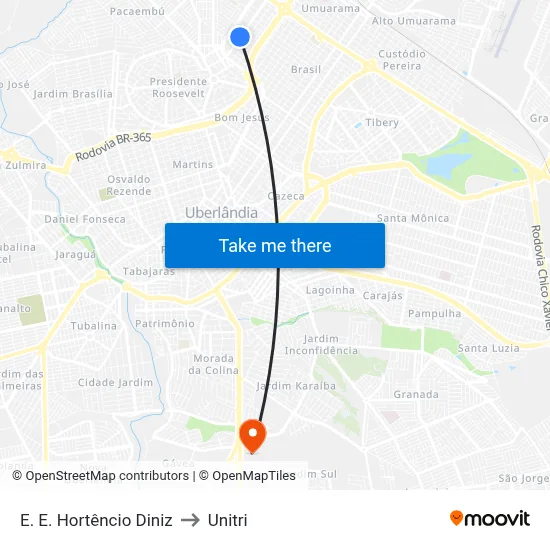 E. E. Hortêncio Diniz to Unitri map