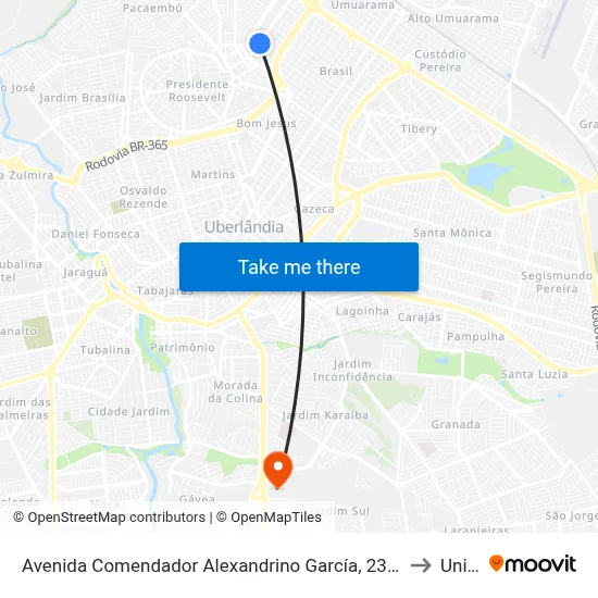 Avenida Comendador Alexandrino García, 236-294 to Unitri map