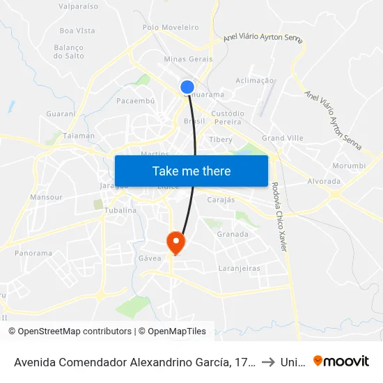 Avenida Comendador Alexandrino García, 1756 to Unitri map