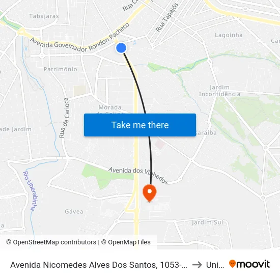 Avenida Nicomedes Alves Dos Santos, 1053-1115 to Unitri map
