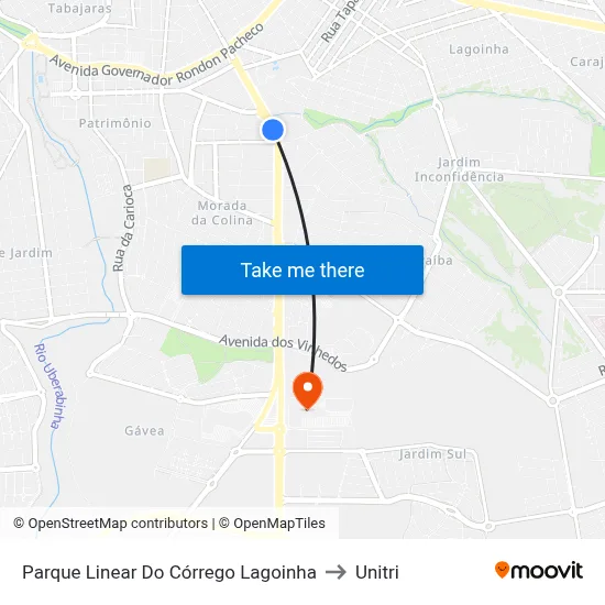 Parque Linear Do Córrego Lagoinha to Unitri map