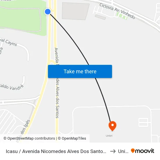 Icasu / Avenida Nicomedes Alves Dos Santos, 3900 to Unitri map