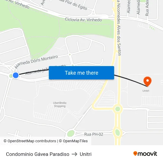 Condomínio Gávea Paradiso to Unitri map