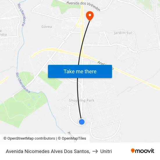 Avenida Nicomedes Alves Dos Santos, to Unitri map