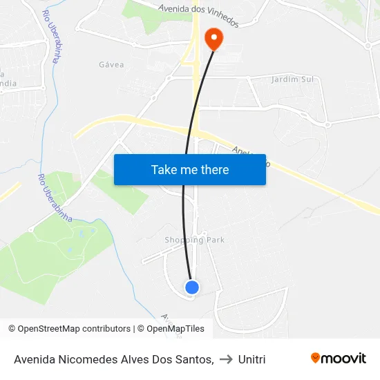 Avenida Nicomedes Alves Dos Santos, to Unitri map