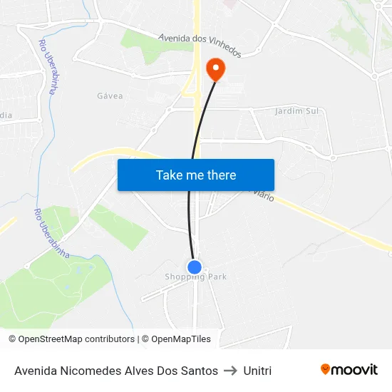 Avenida Nicomedes Alves Dos Santos to Unitri map