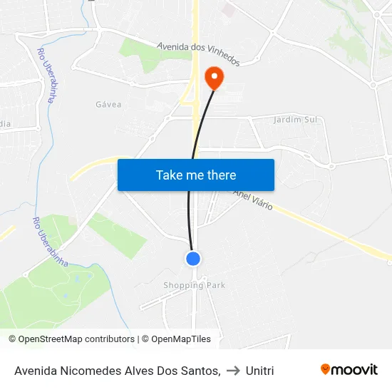 Avenida Nicomedes Alves Dos Santos, to Unitri map